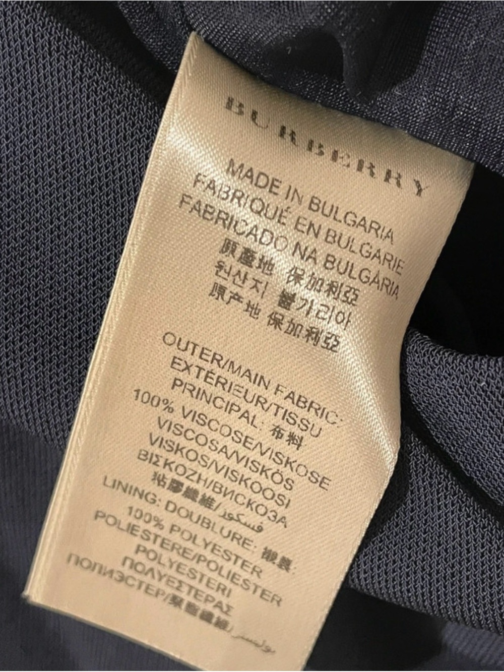 Burberry Navy Ruched V-Neck Long Sleeve Sheath Dress - Picture 4 of 9